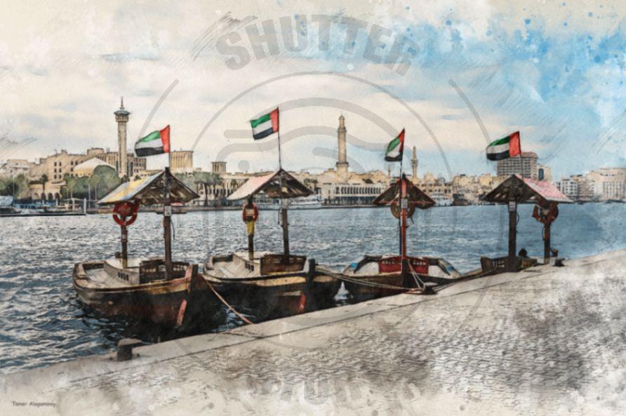 Khor Dubai - Traditional wooden boats